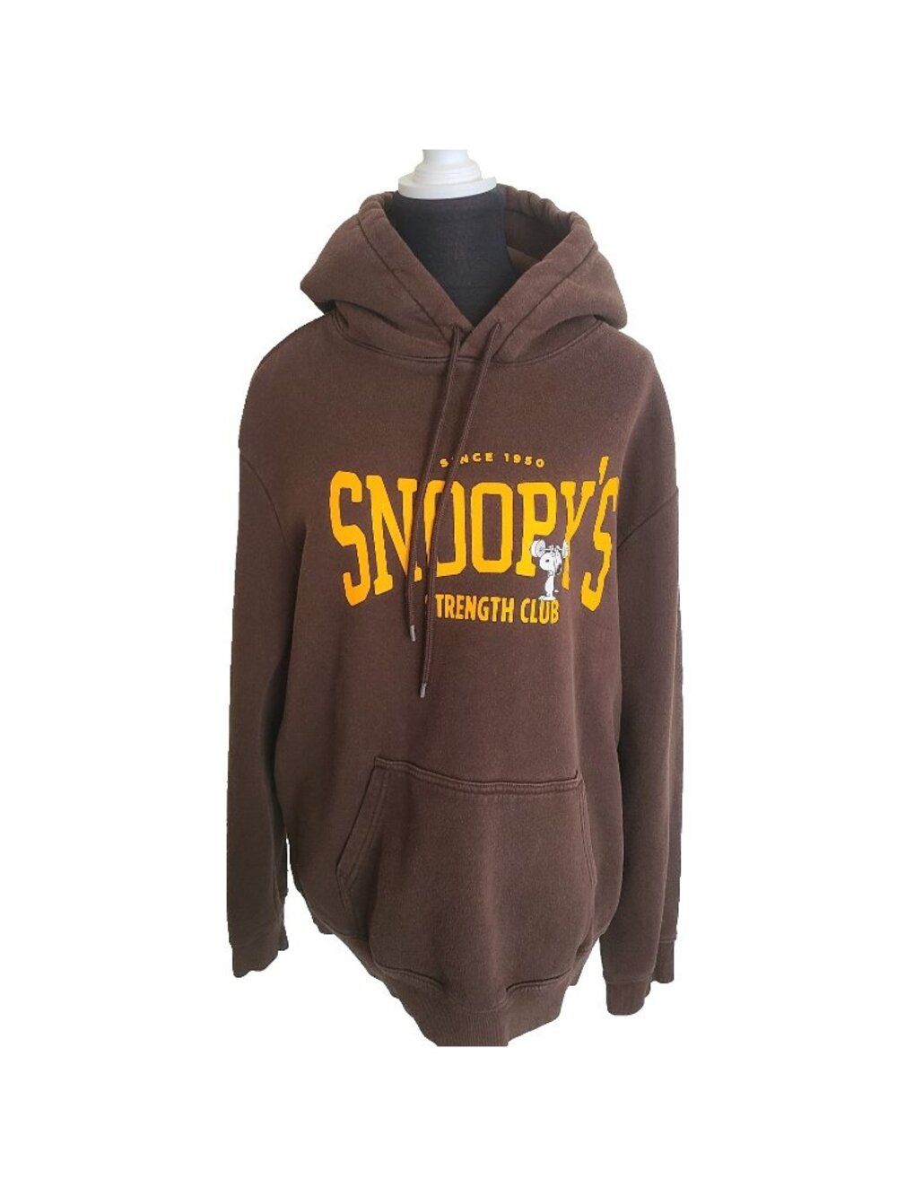 H&M Peanuts Snoopy Hoodie Brown Adult Large Men's Gym Strength Club Weights